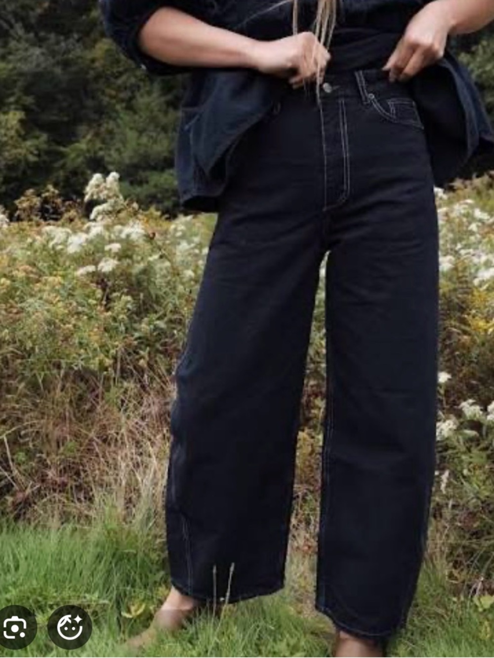 Rudy Jude Black High-Rise Wide Leg Jeans Adult Canvas Roper Black Indigo